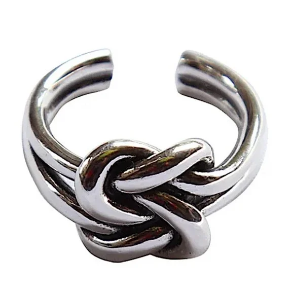 Sterling Silver Knot Bangle Cuff Bracelet Ring Matching Set - Picture 4 of 10